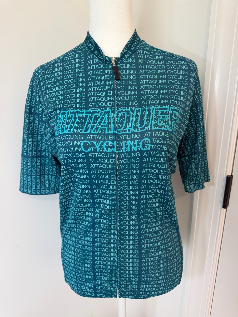Attaquer All Day Cycling Jersey Blue Full Zip Short Sleeve Size M